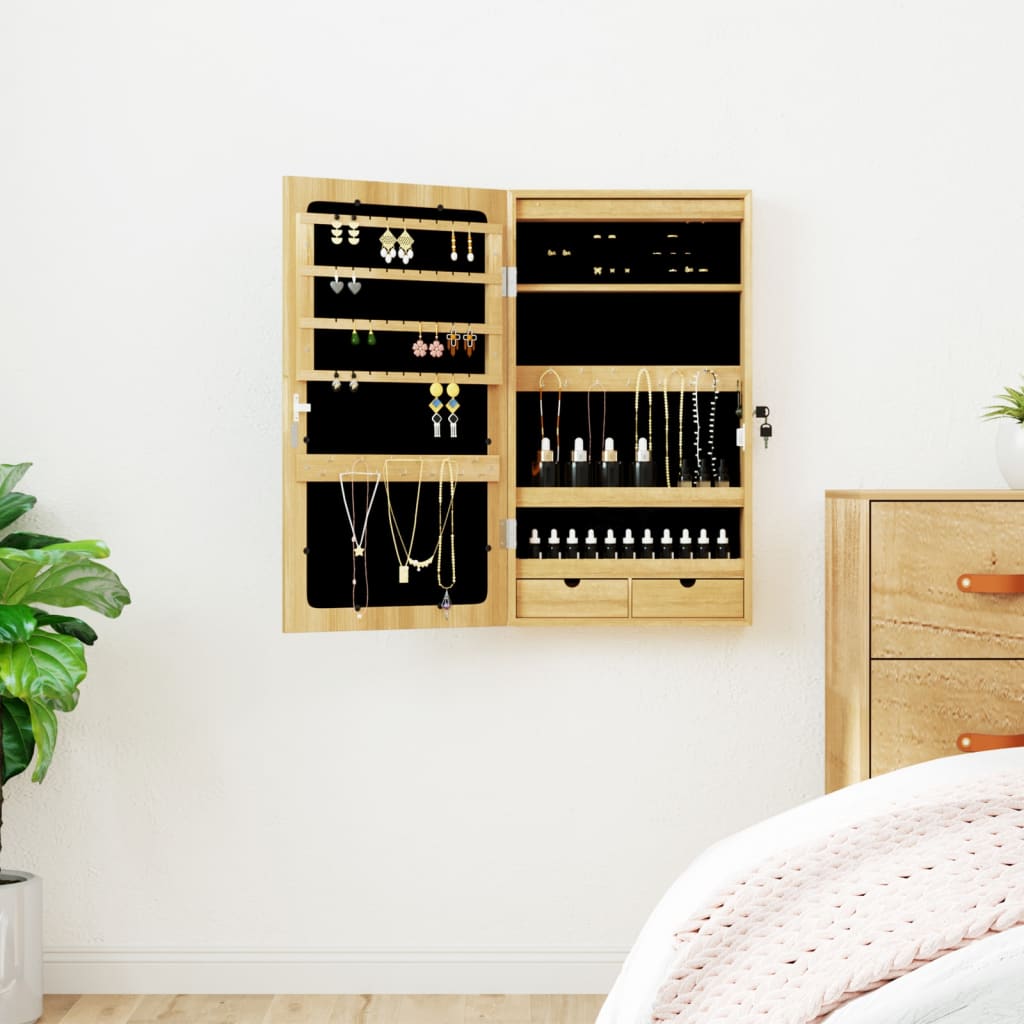 vidaXL Mirror Jewellery Cabinet with LED Lights Wall Mounted