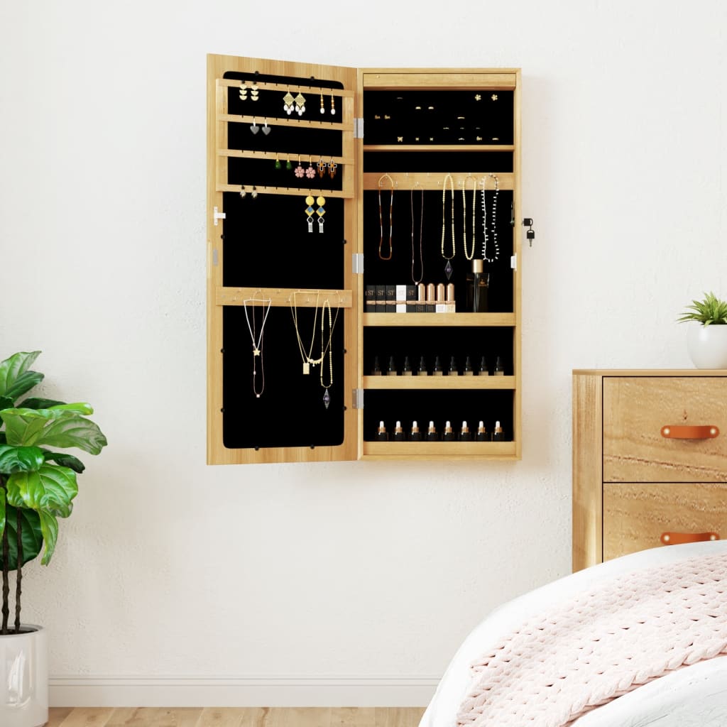 vidaXL Mirror Jewellery Cabinet with LED Lights Wall Mounted