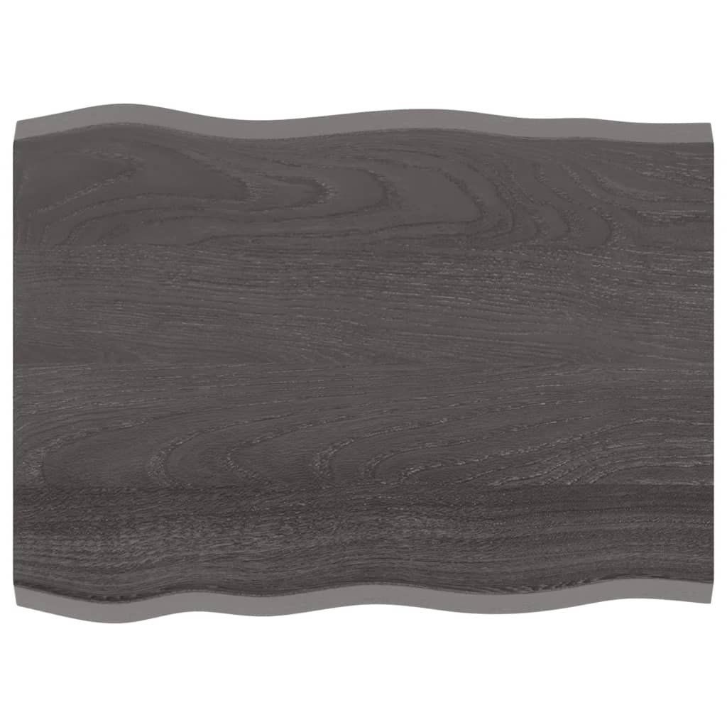 vidaXL Table Top Dark Grey 80x60x2 cm Treated Solid Wood Oak Live Edge