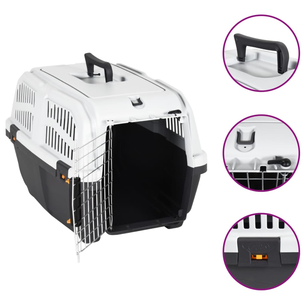 vidaXL Pet Carrier with Metal Door 55x36x35 cm Polypropylene