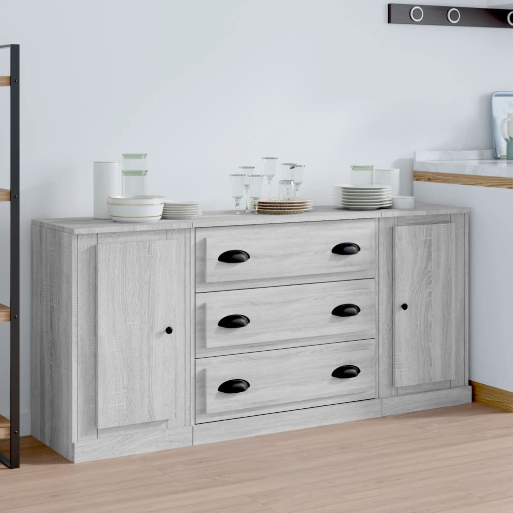 vidaXL Sideboards 3 pcs Grey Sonoma Engineered Wood
