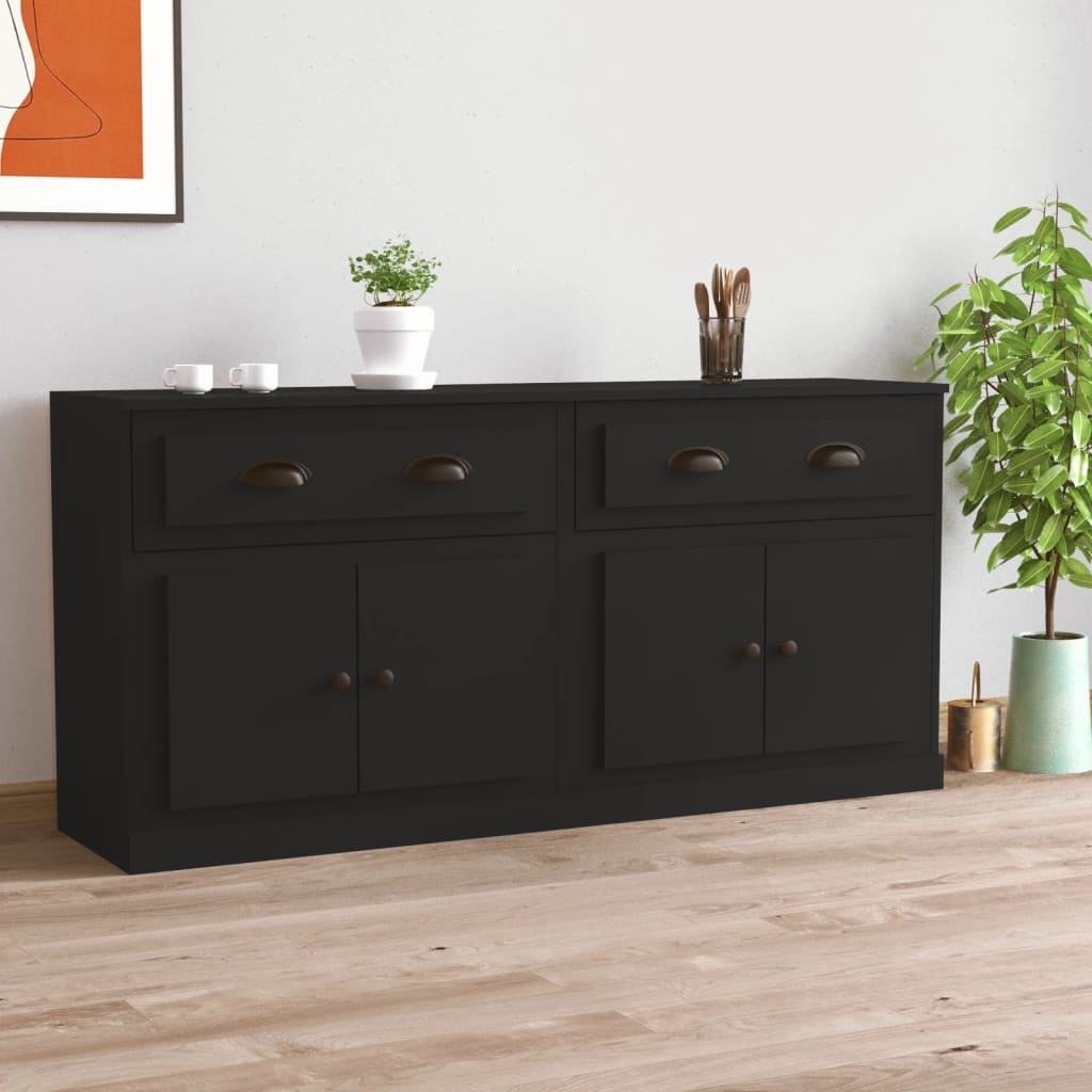 vidaXL Sideboards 2 pcs Black Engineered Wood