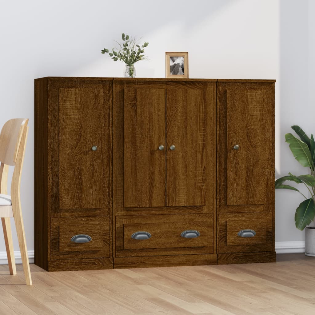 vidaXL Highboards 3 pcs Brown Oak Engineered Wood