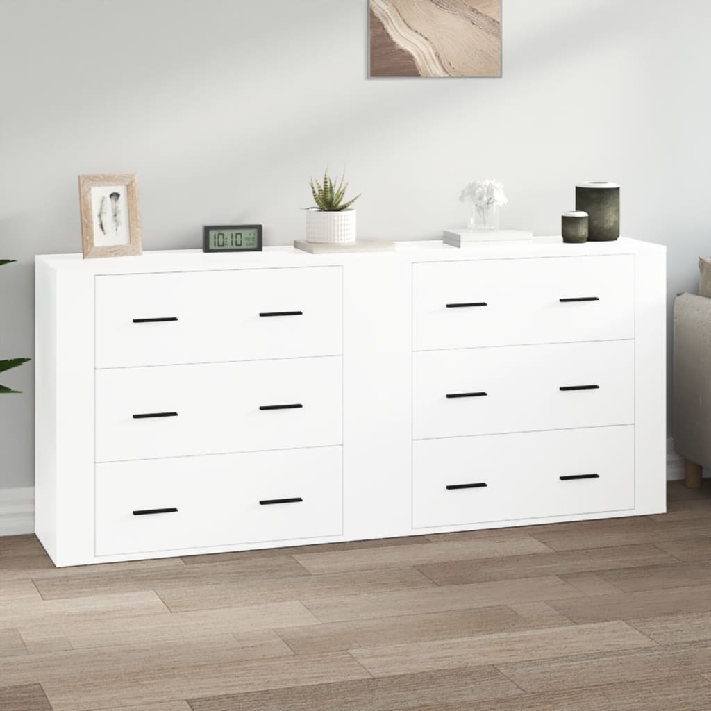 vidaXL Sideboards 2 pcs High Gloss White Engineered Wood