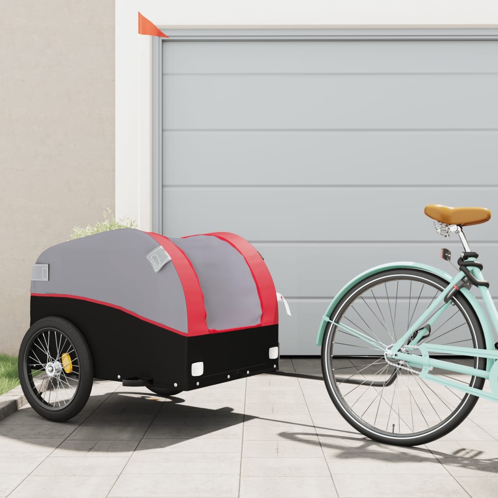 vidaXL Bike Cargo Trailer Black and Red 45 kg Iron