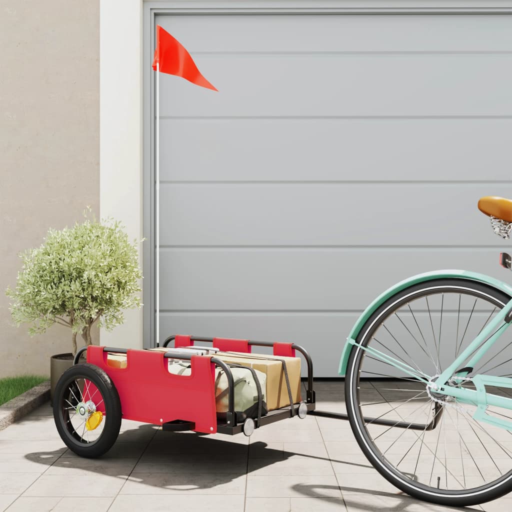 vidaXL Cargo Bike Trailer Red Oxford Fabric and Iron