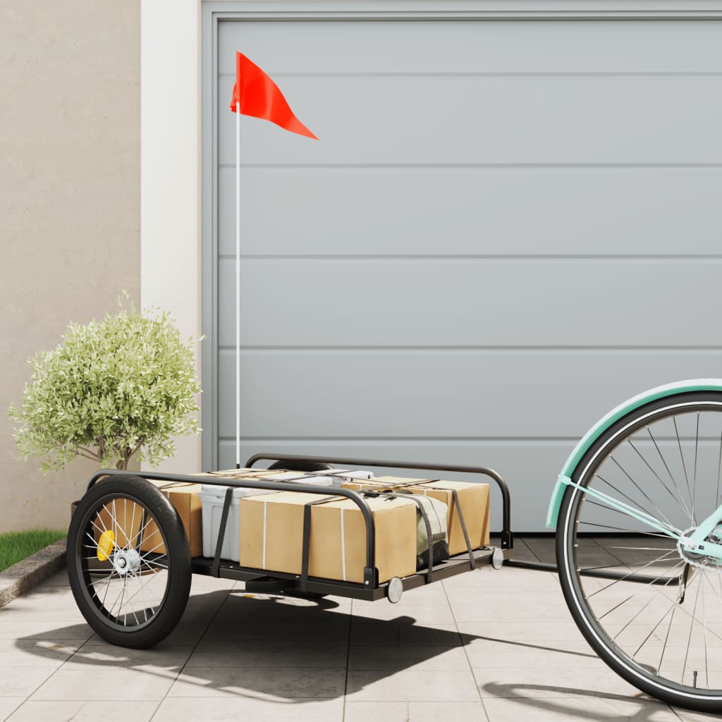 vidaXL Bike Cargo Trailer Black 135x70x37 cm Iron