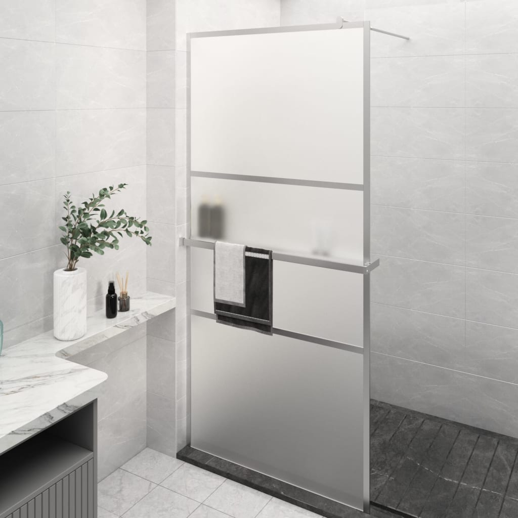 vidaXL Walk-in Shower Wall with Shelf Chrome 100x195 cm ESG Glass&Aluminium
