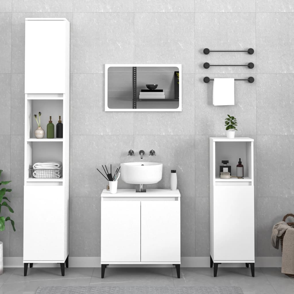 vidaXL 4 Piece Bathroom Furniture Set White Engineered Wood
