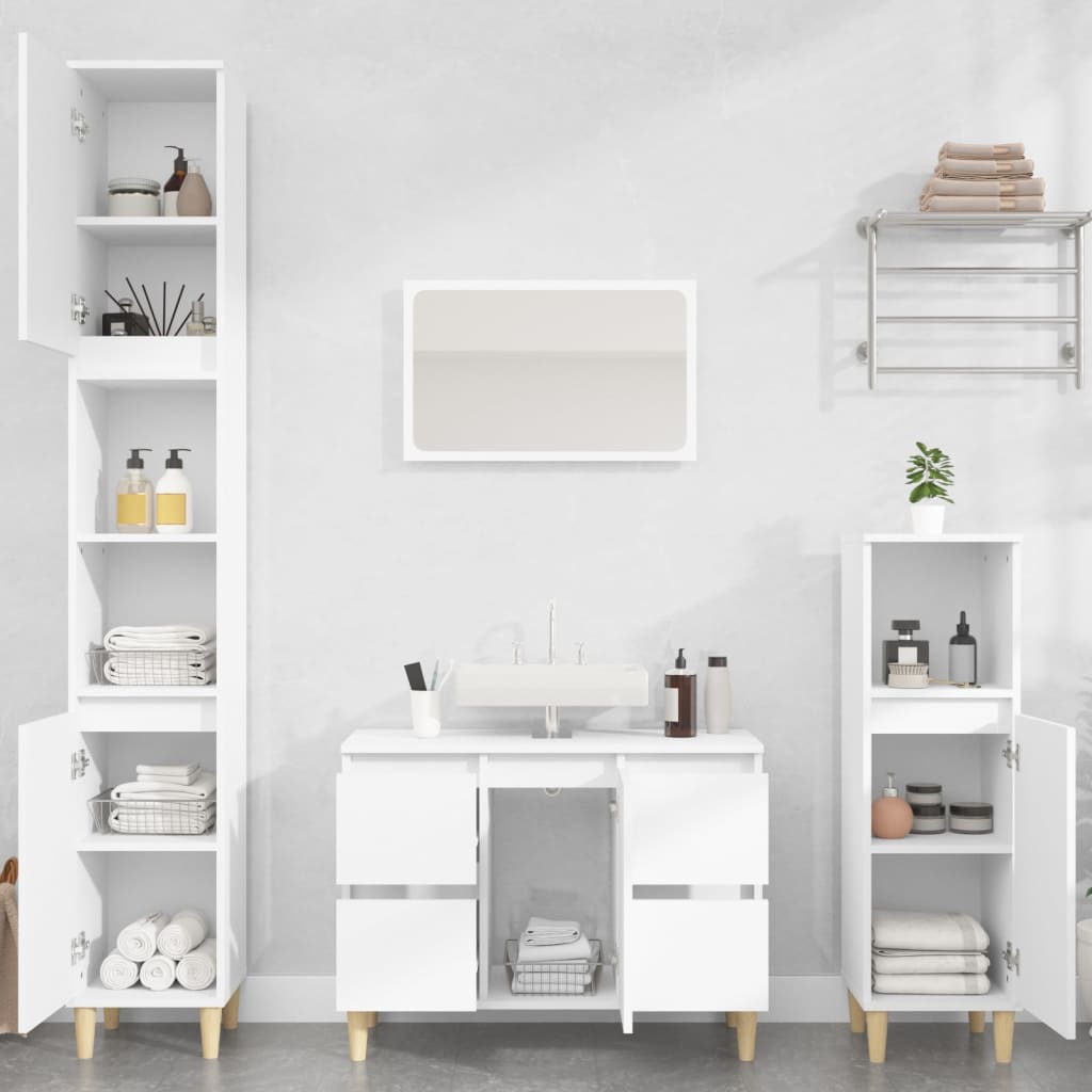 vidaXL 4 Piece Bathroom Furniture Set White Engineered Wood