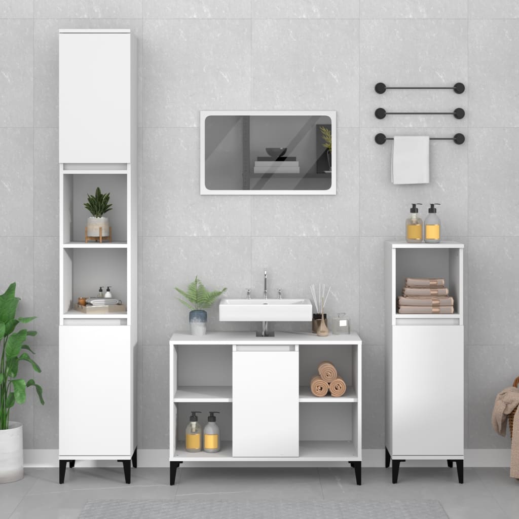 vidaXL 2 Piece Bathroom Furniture Set White Engineered Wood