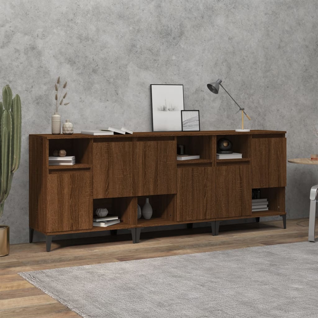 vidaXL Sideboards 3 pcs Brown Oak 60x35x70 cm Engineered Wood