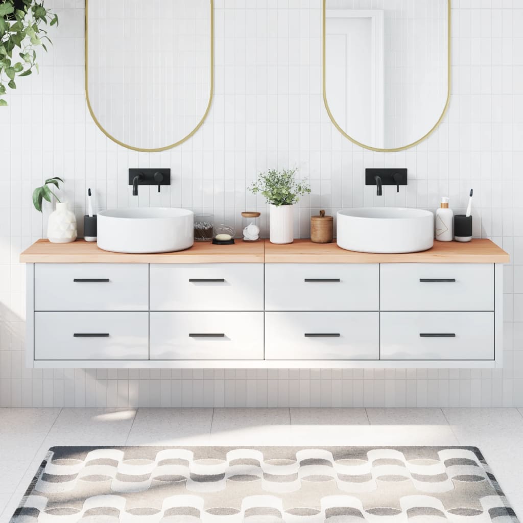 vidaXL Bathroom Countertop 220x40x(2-4) cm Untreated Solid Wood