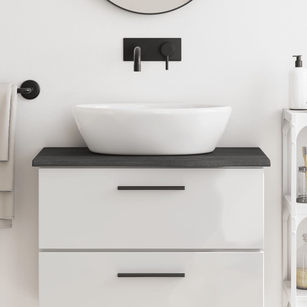 vidaXL Bathroom Countertop Dark Grey 80x30x2 cm Treated Solid Wood