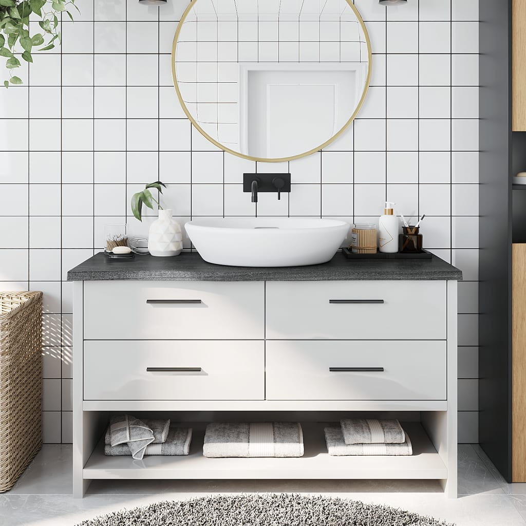 vidaXL Bathroom Countertop Dark Grey 100x40x(2-4) cm Treated Solid Wood