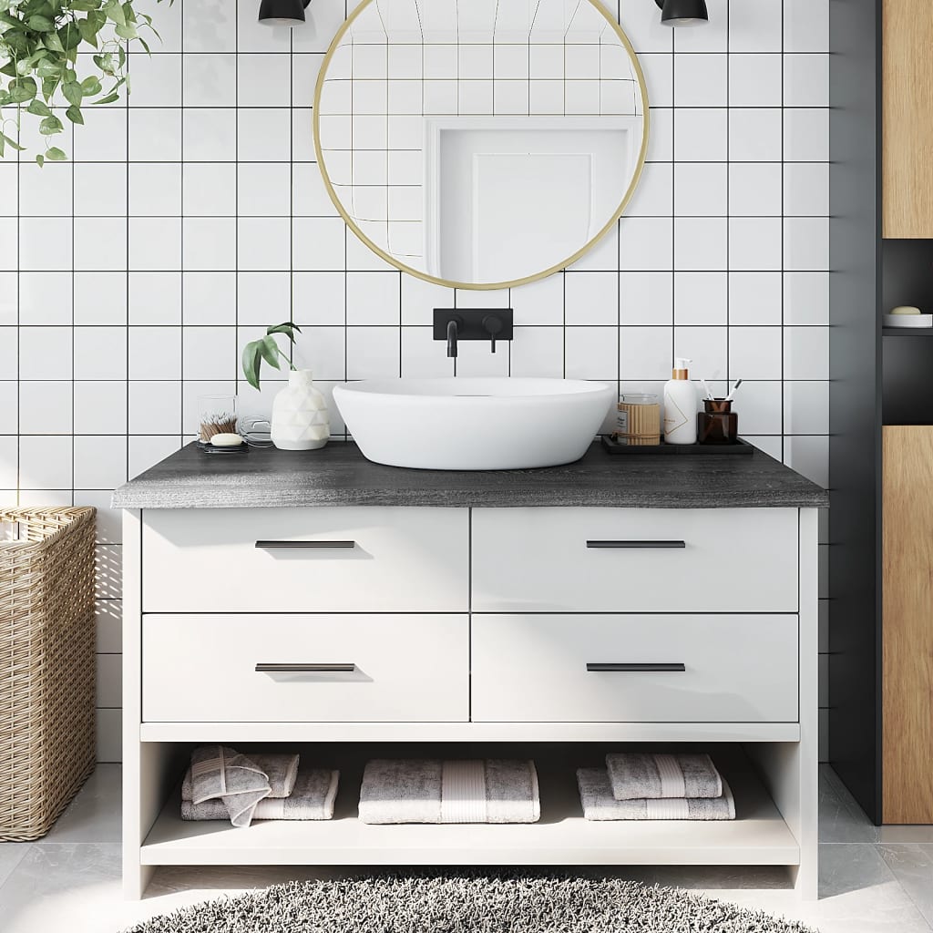vidaXL Bathroom Countertop Dark Grey 100x60x(2-4) cm Treated Solid Wood