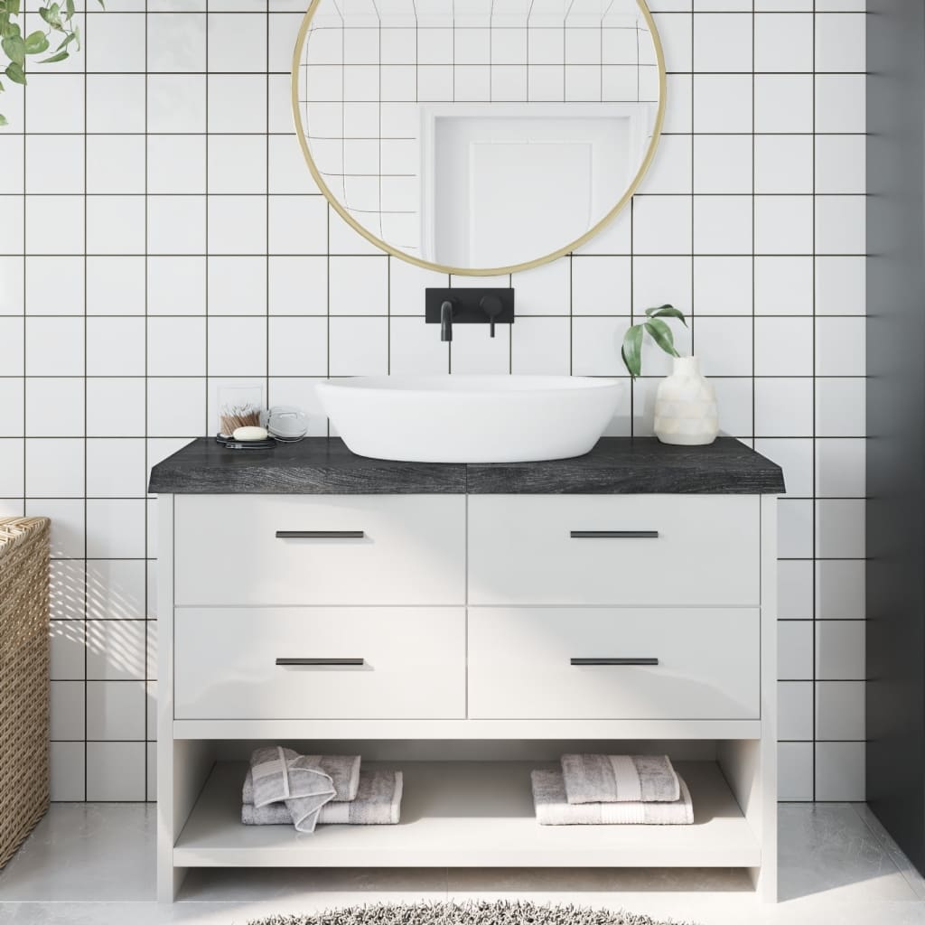 vidaXL Bathroom Countertop Dark Grey 120x50x(2-6) cm Treated Solid Wood