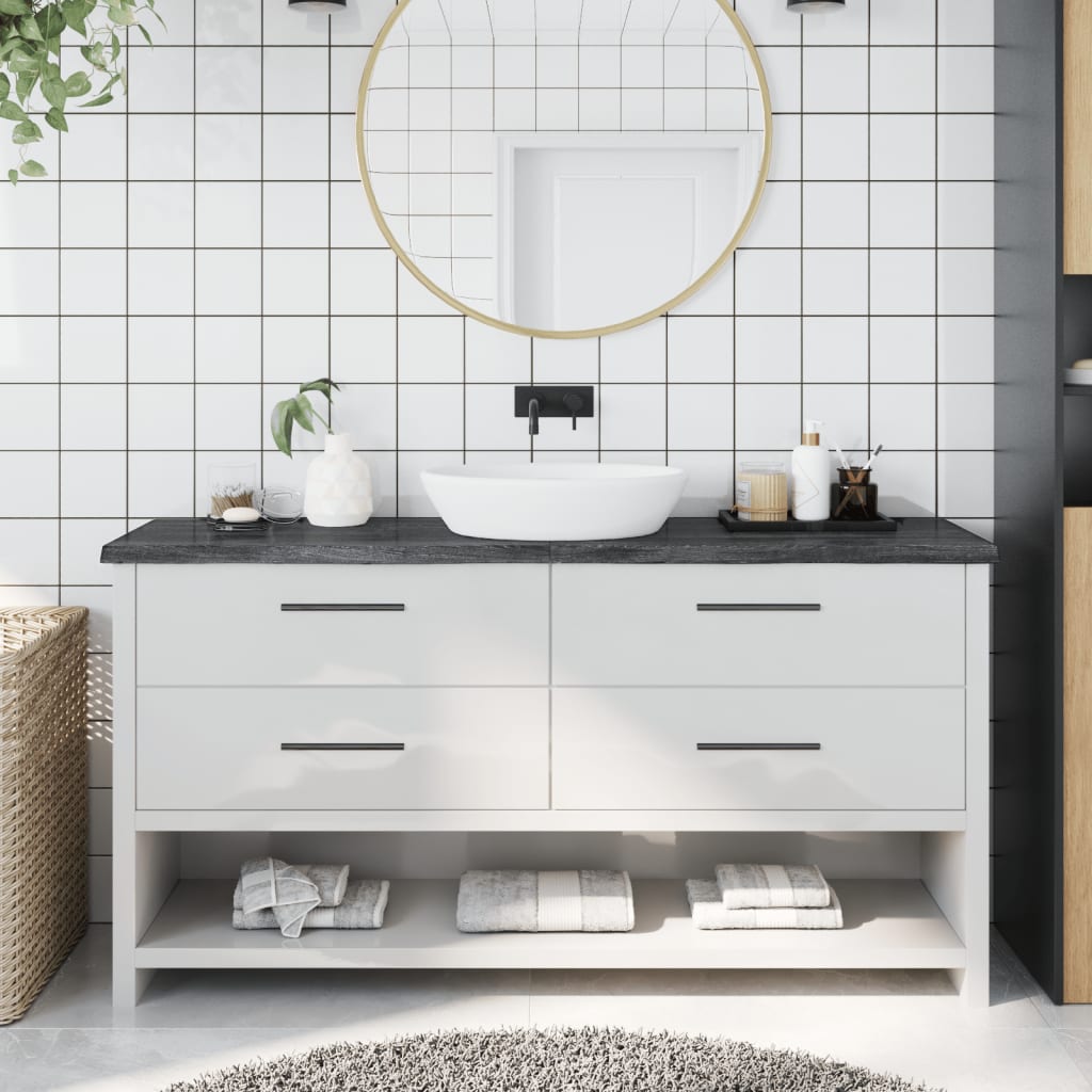 vidaXL Bathroom Countertop Dark Grey 160x30x(2-4) cm Treated Solid Wood