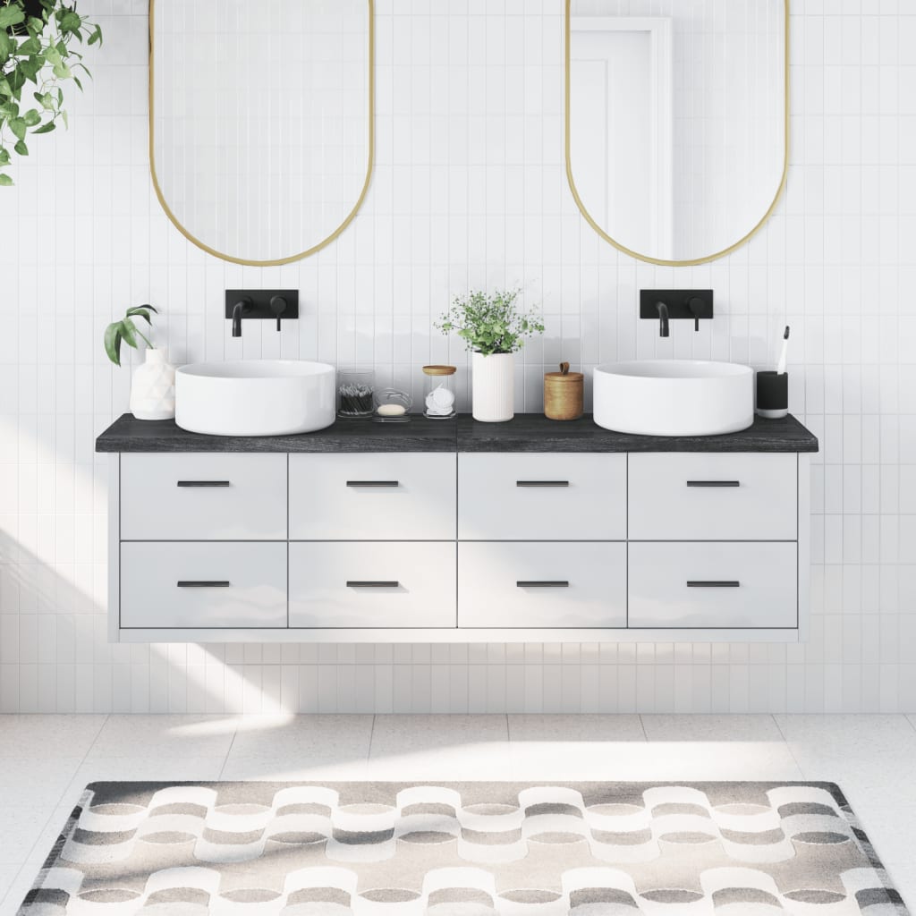 vidaXL Bathroom Countertop Dark Grey 180x30x(2-4) cm Treated Solid Wood