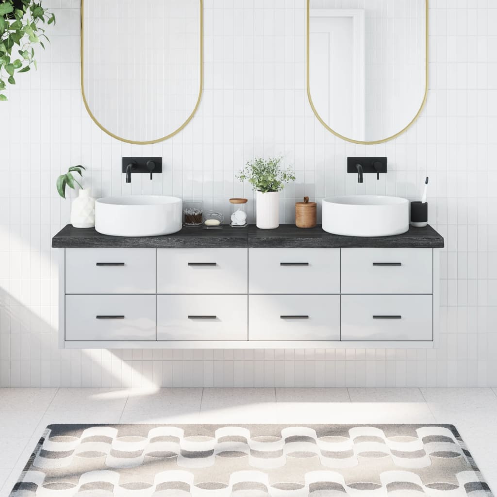 vidaXL Bathroom Countertop Dark Grey 180x40x(2-6) cm Treated Solid Wood