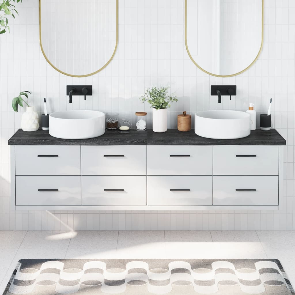 vidaXL Bathroom Countertop Dark Grey 200x40x(2-4) cm Treated Solid Wood