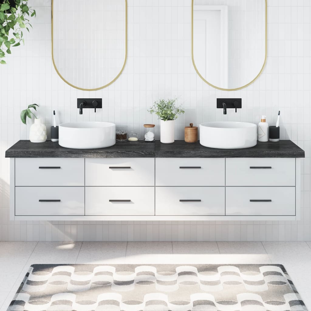 vidaXL Bathroom Countertop Dark Grey 220x50x(2-6) cm Treated Solid Wood