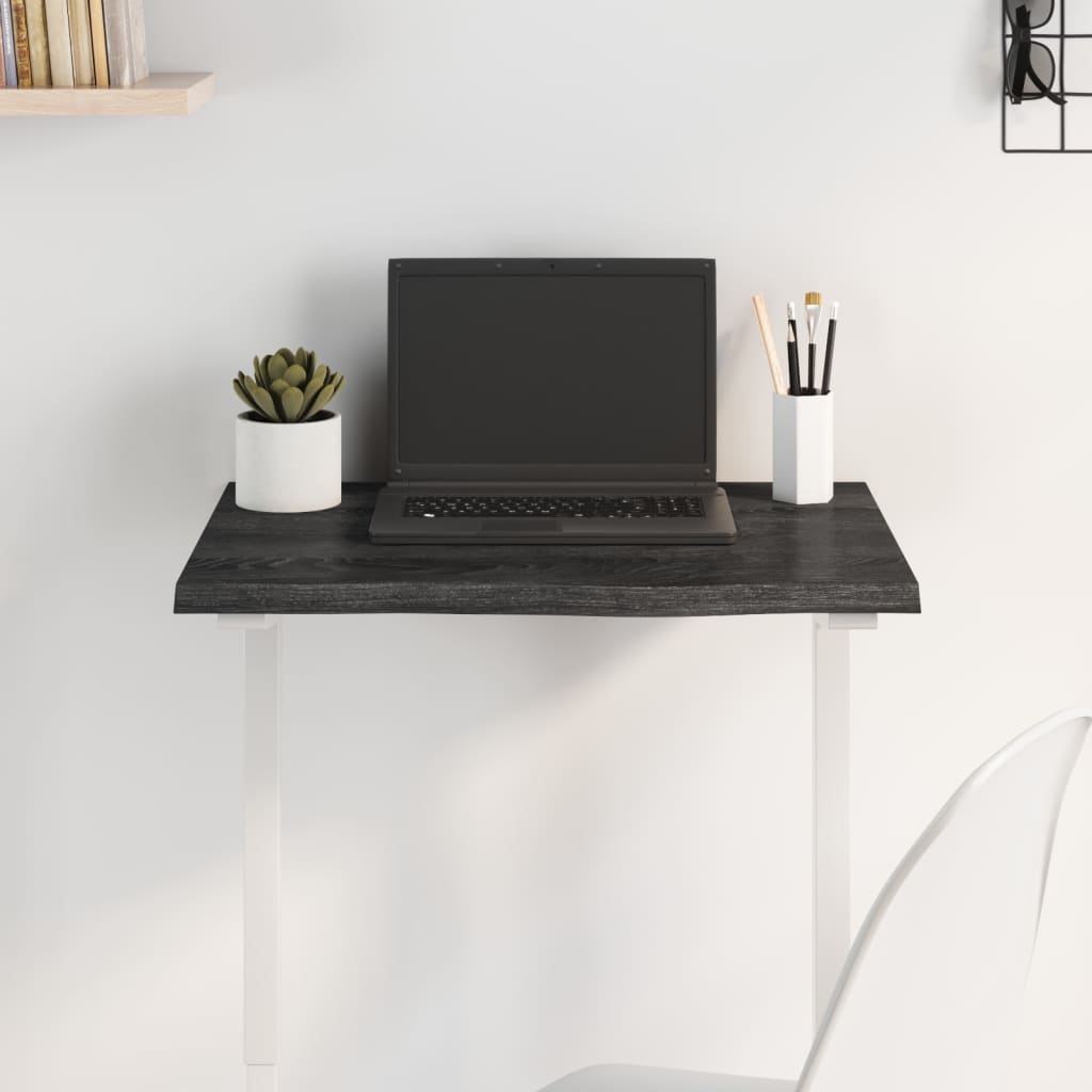 vidaXL Table Top Dark Grey 60x40x2 cm Treated Solid Wood Oak