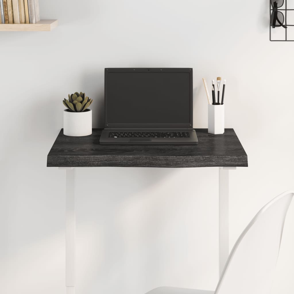 vidaXL Table Top Dark Grey 60x40x(2-4) cm Treated Solid Wood Oak