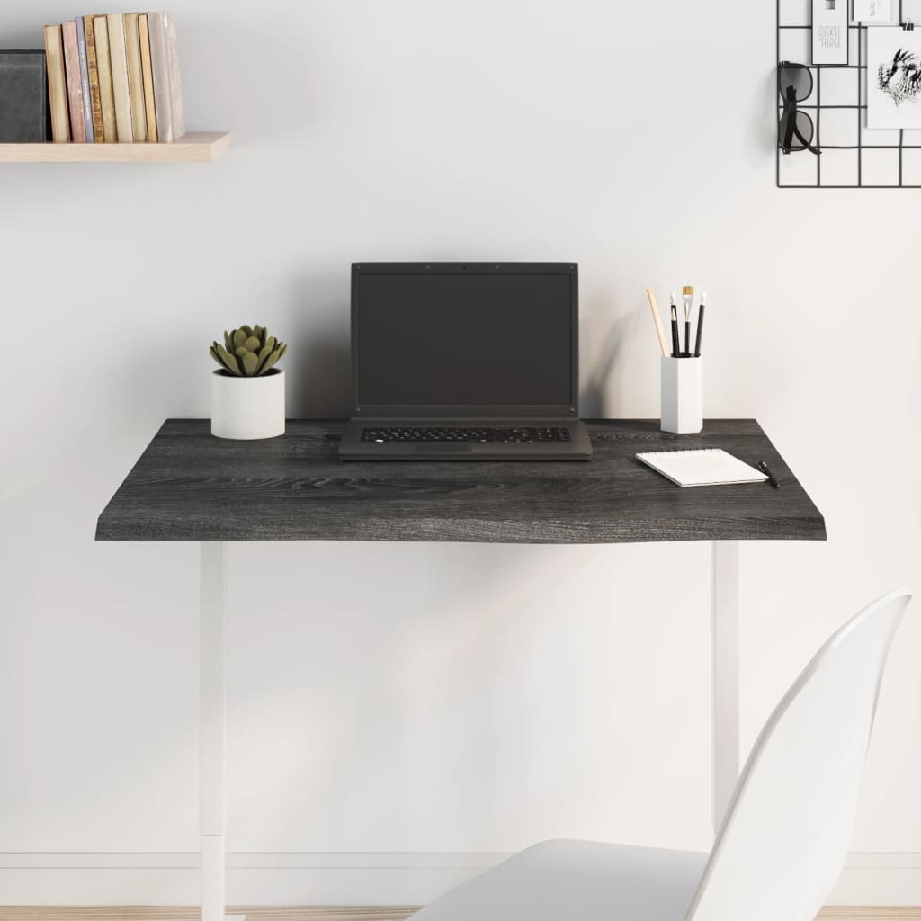 vidaXL Table Top Dark Grey 80x60x2 cm Treated Solid Wood Oak