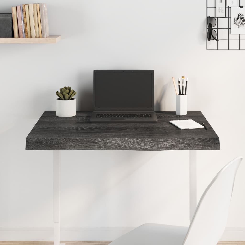 vidaXL Table Top Dark Grey 80x60x(2-6) cm Treated Solid Wood Oak
