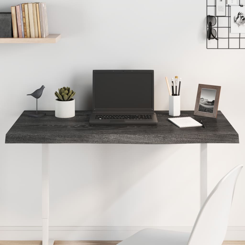 vidaXL Table Top Dark Grey 100x50x(2-4) cm Treated Solid Wood Oak