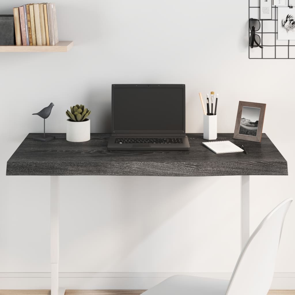 vidaXL Table Top Dark Grey 100x50x(2-6) cm Treated Solid Wood Oak