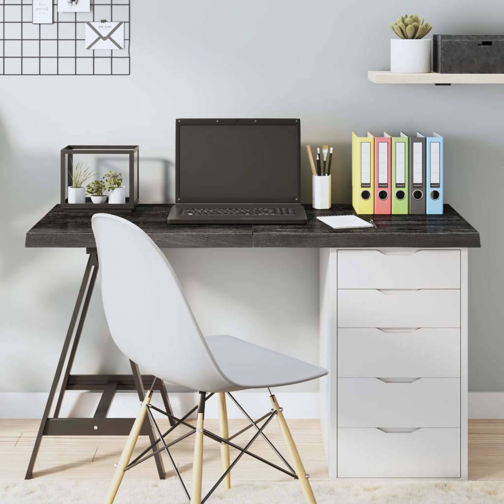 vidaXL Table Top Dark Grey 120x50x(2-4) cm Treated Solid Wood Oak