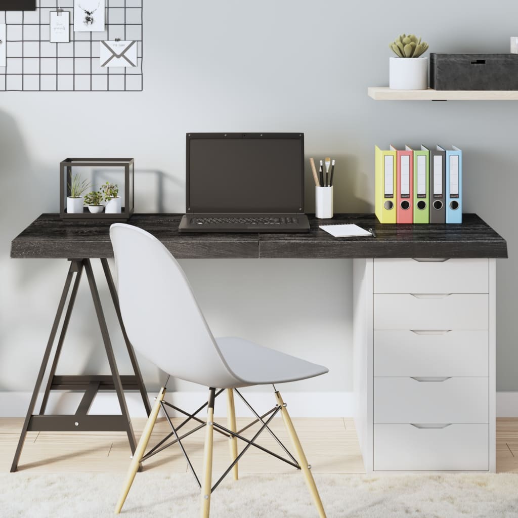 vidaXL Table Top Dark Grey 140x40x(2-6) cm Treated Solid Wood Oak