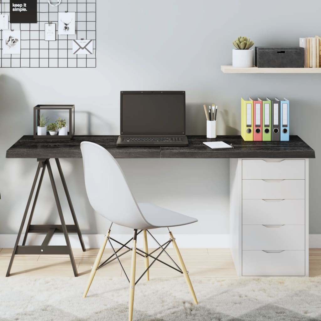 vidaXL Table Top Dark Grey 160x50x(2-4) cm Treated Solid Wood Oak
