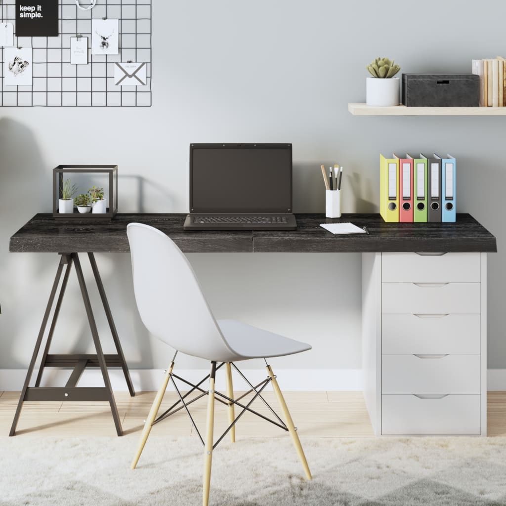 vidaXL Table Top Dark Grey 160x60x(2-6) cm Treated Solid Wood Oak