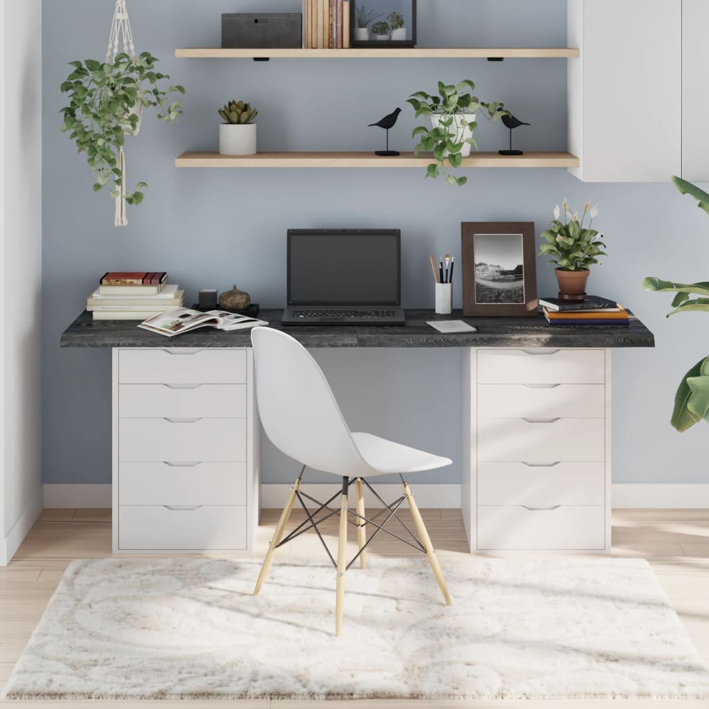 vidaXL Table Top Dark Grey 180x50x(2-4) cm Treated Solid Wood Oak