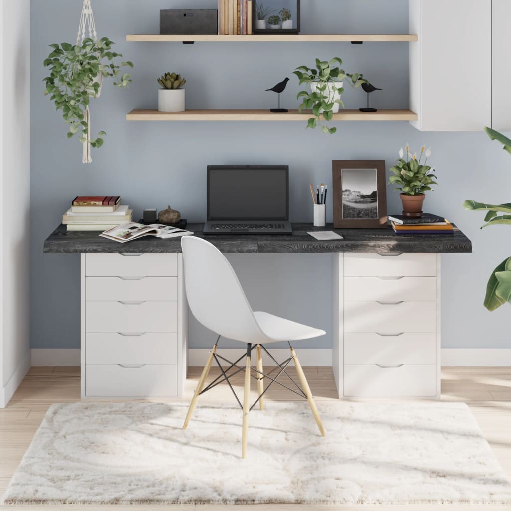 vidaXL Table Top Dark Grey 180x50x(2-6) cm Treated Solid Wood Oak