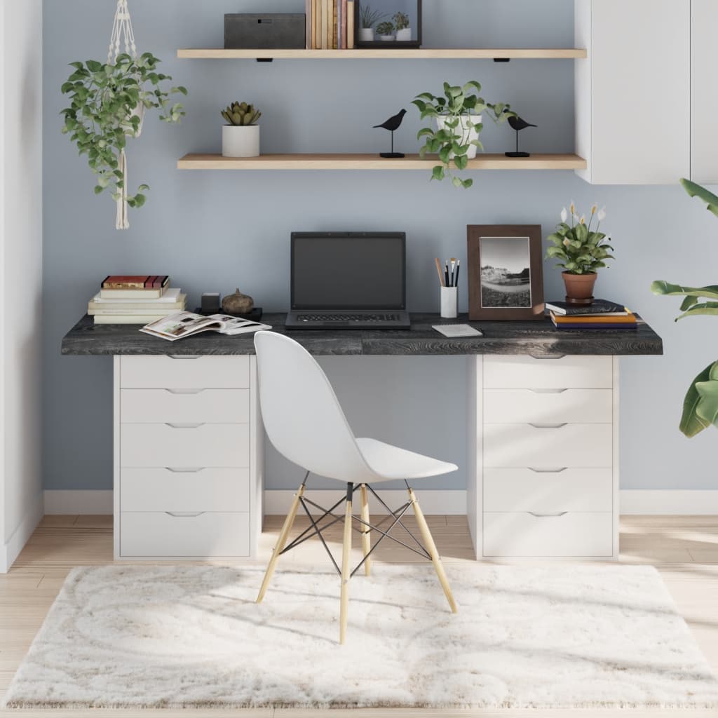 vidaXL Table Top Dark Grey 180x60x(2-6) cm Treated Solid Wood Oak