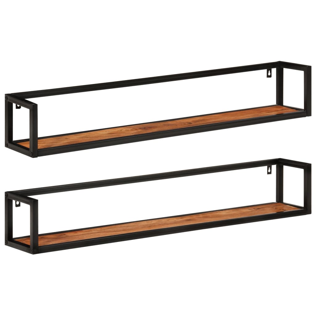 vidaXL Wall Shelves 2 pcs 110x17x17 cm Solid Wood Acacia and Iron