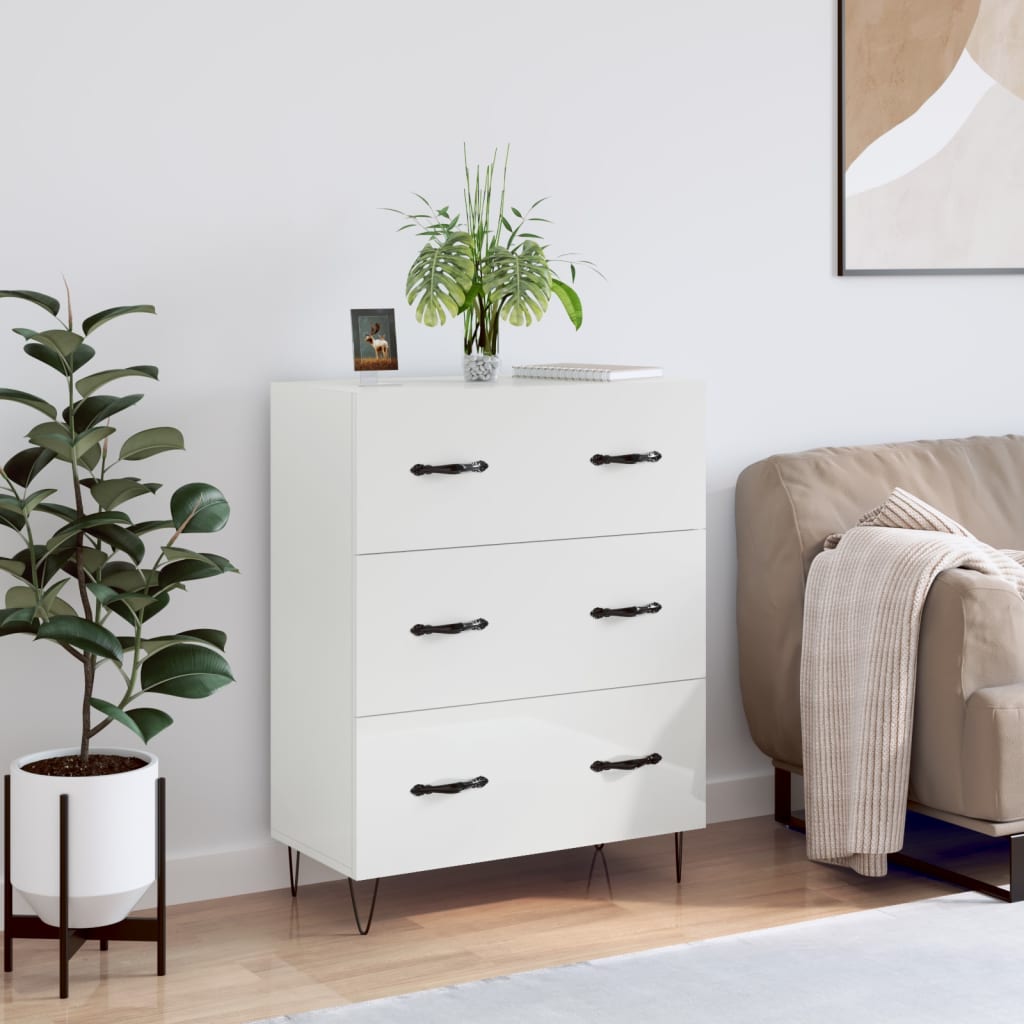 vidaXL Sideboard High Gloss White 69.5x34x90 cm Engineered Wood