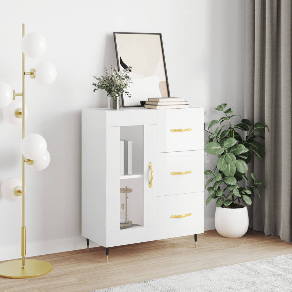 vidaXL Sideboard High Gloss White 69.5x34x90 cm Engineered Wood