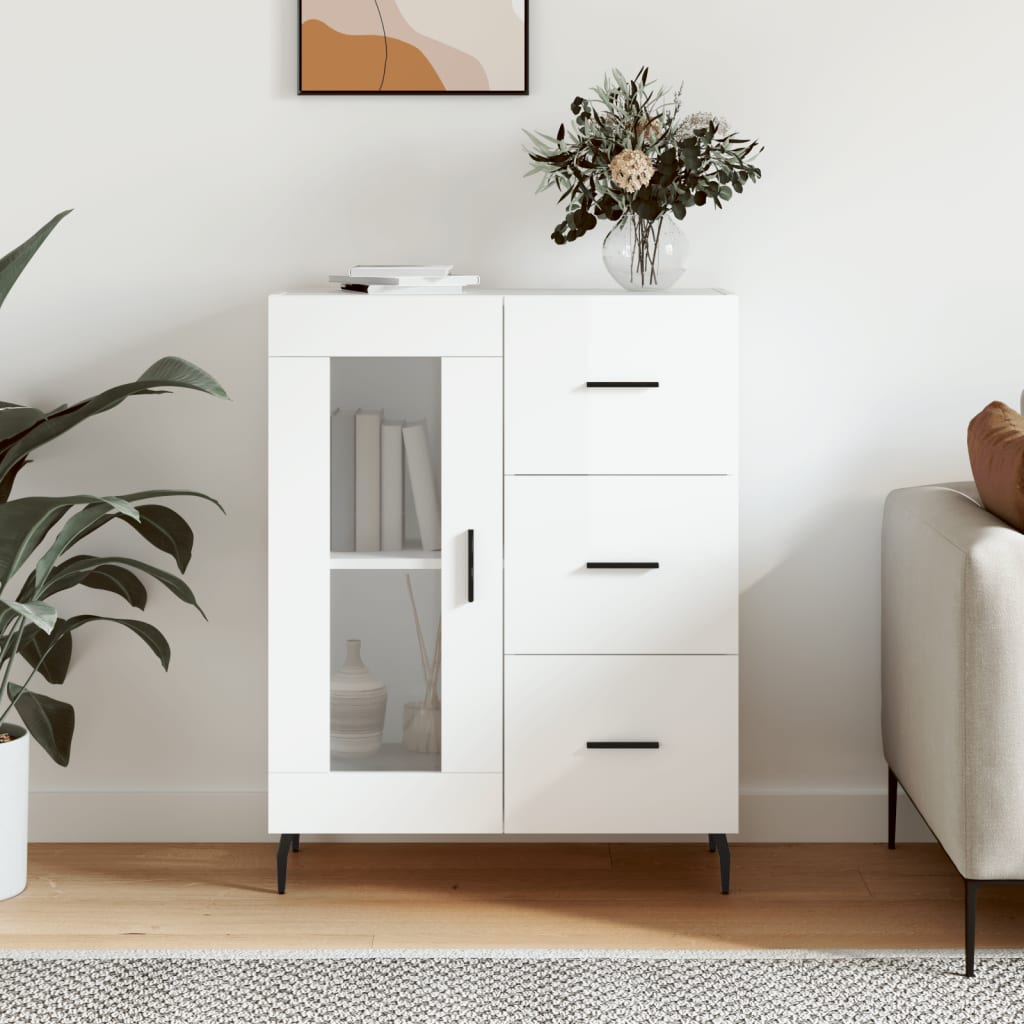 vidaXL Sideboard High Gloss White 69.5x34x90 cm Engineered Wood