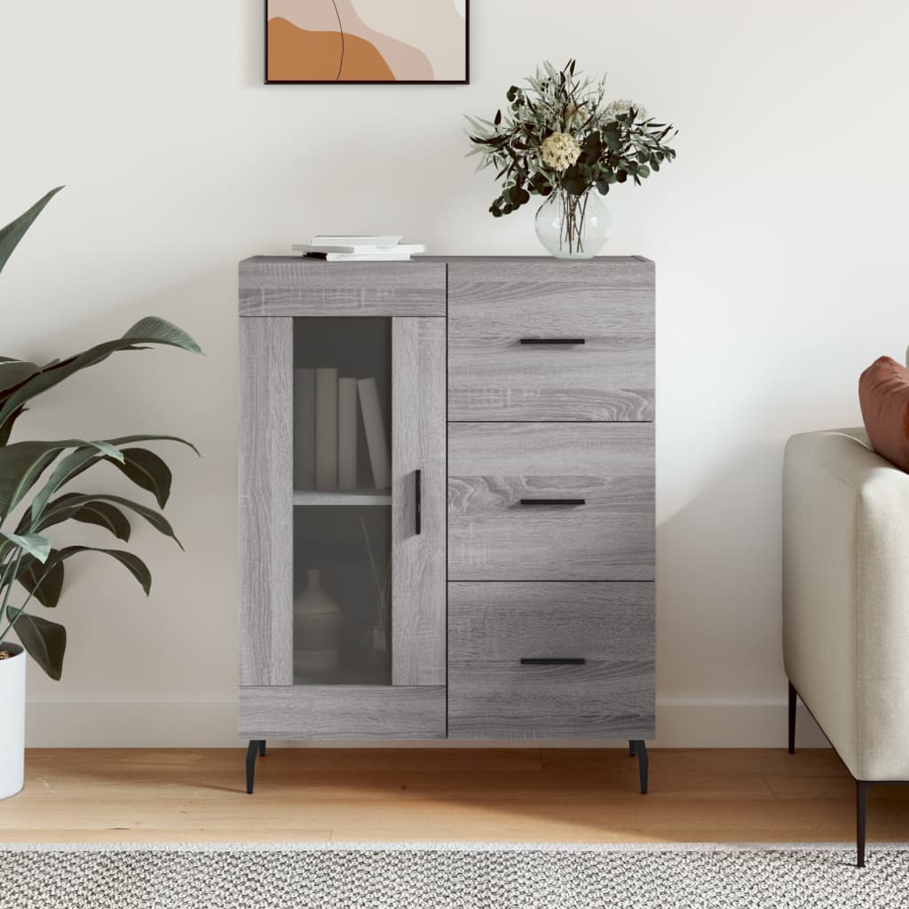 vidaXL Sideboard Grey Sonoma 69.5x34x90 cm Engineered Wood
