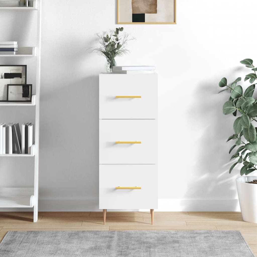 vidaXL Sideboard High Gloss White 34.5x34x90 cm Engineered Wood