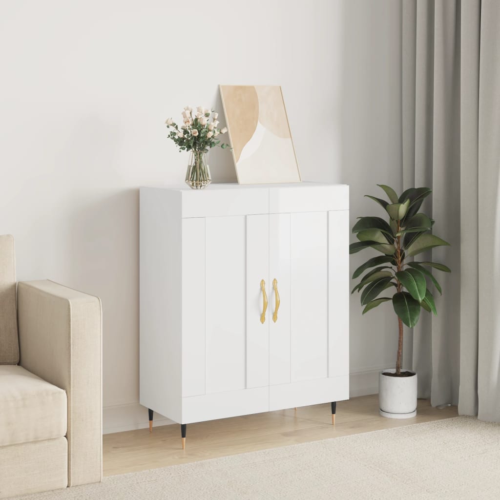 vidaXL Sideboard High Gloss White 69.5x34x90 cm Engineered Wood