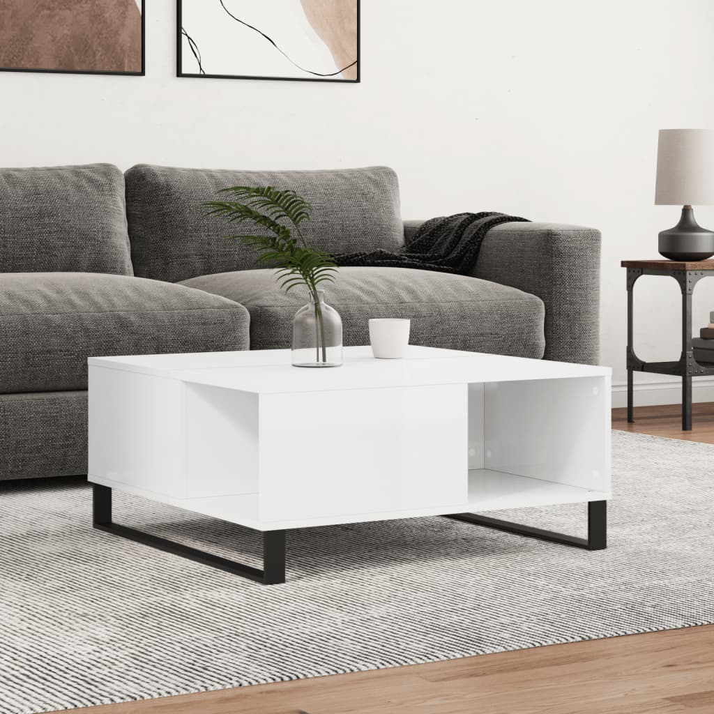 vidaXL Coffee Table High Gloss White 80x80x36.5 cm Engineered Wood