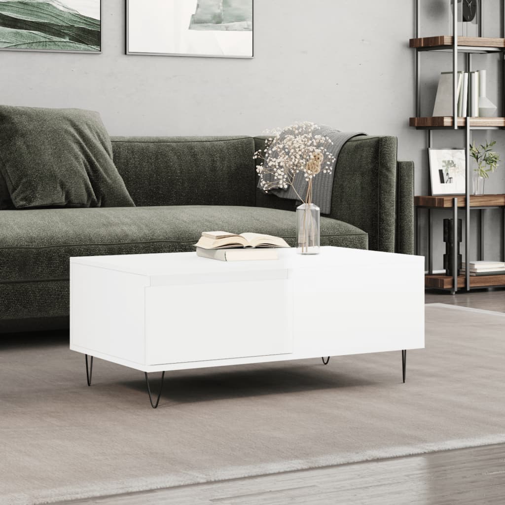 vidaXL Coffee Table High Gloss White 90x50x36.5 cm Engineered Wood