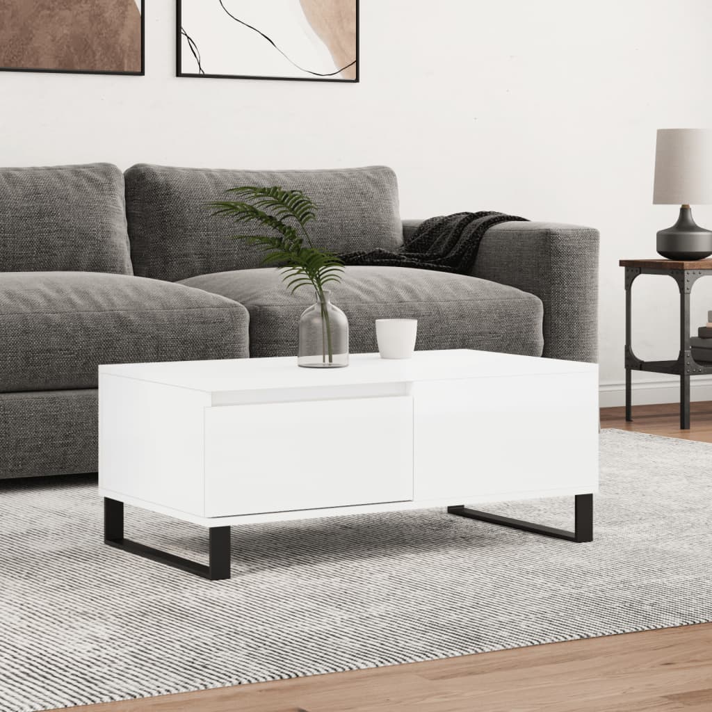 vidaXL Coffee Table High Gloss White 90x50x36.5 cm Engineered Wood