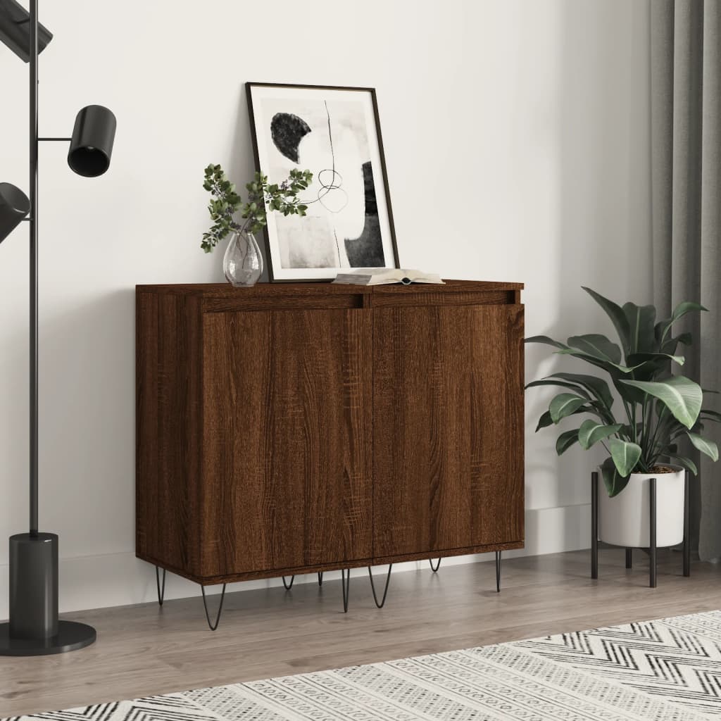 vidaXL Sideboards 2 pcs Brown Oak 40x35x70 cm Engineered Wood